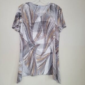 Karen Hart V-Neck Tunic‎ Brown/Black Embellished Woman's Large
